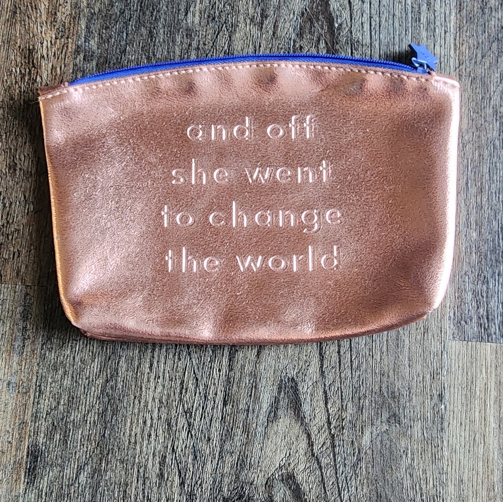 Ispy Pink Metallic "And off she went to change the work" Makeup Bag
